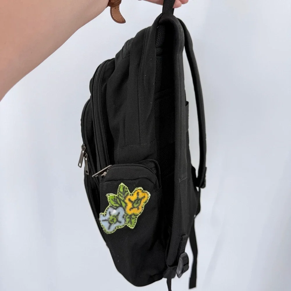 Carhartt Black Canvas Backpack Custom Floral Patches Workwear Utility Bag